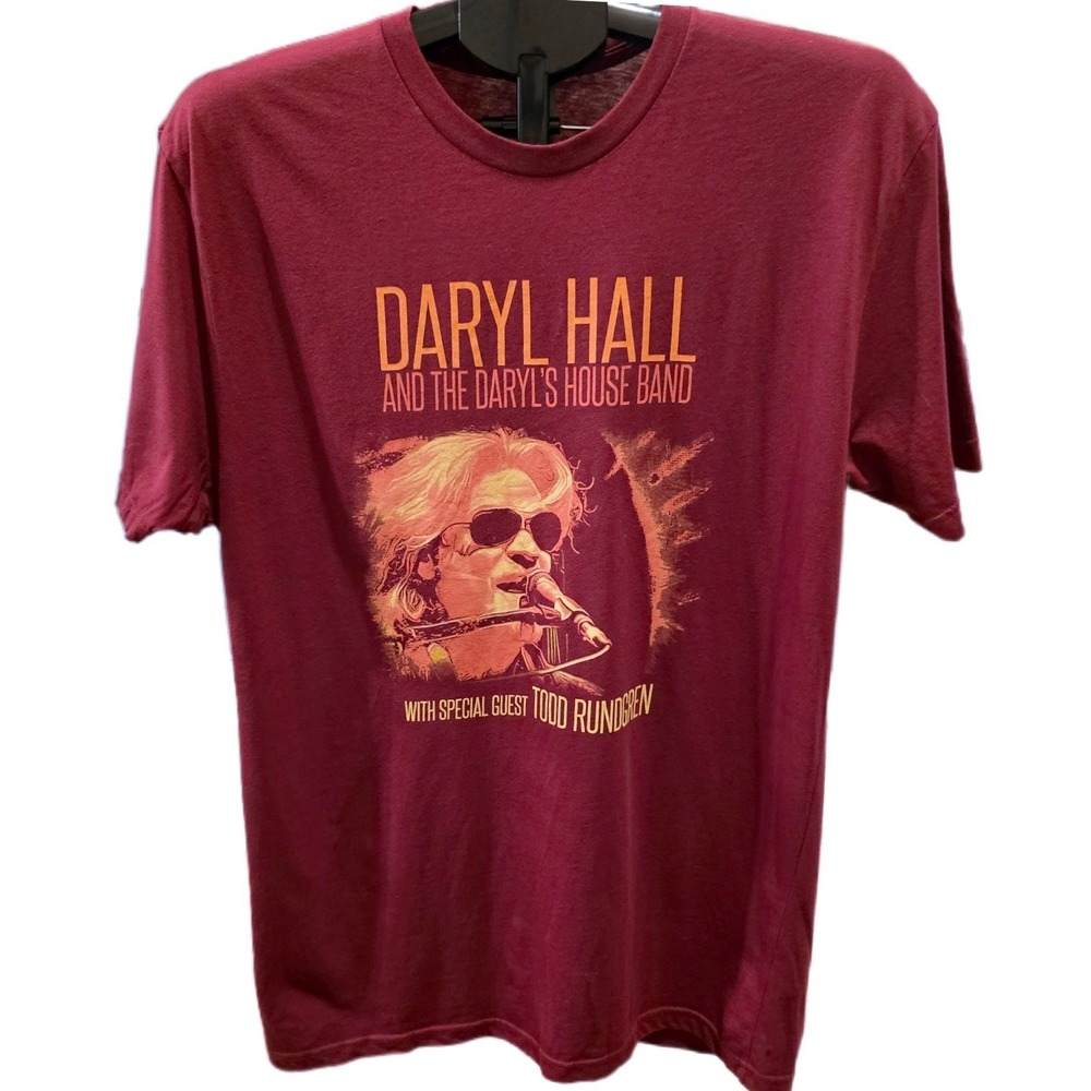Daryl Hall Todd Rundgren Tour Shirt 2023 Daryls House Band Maroon 2020s L 21x30
